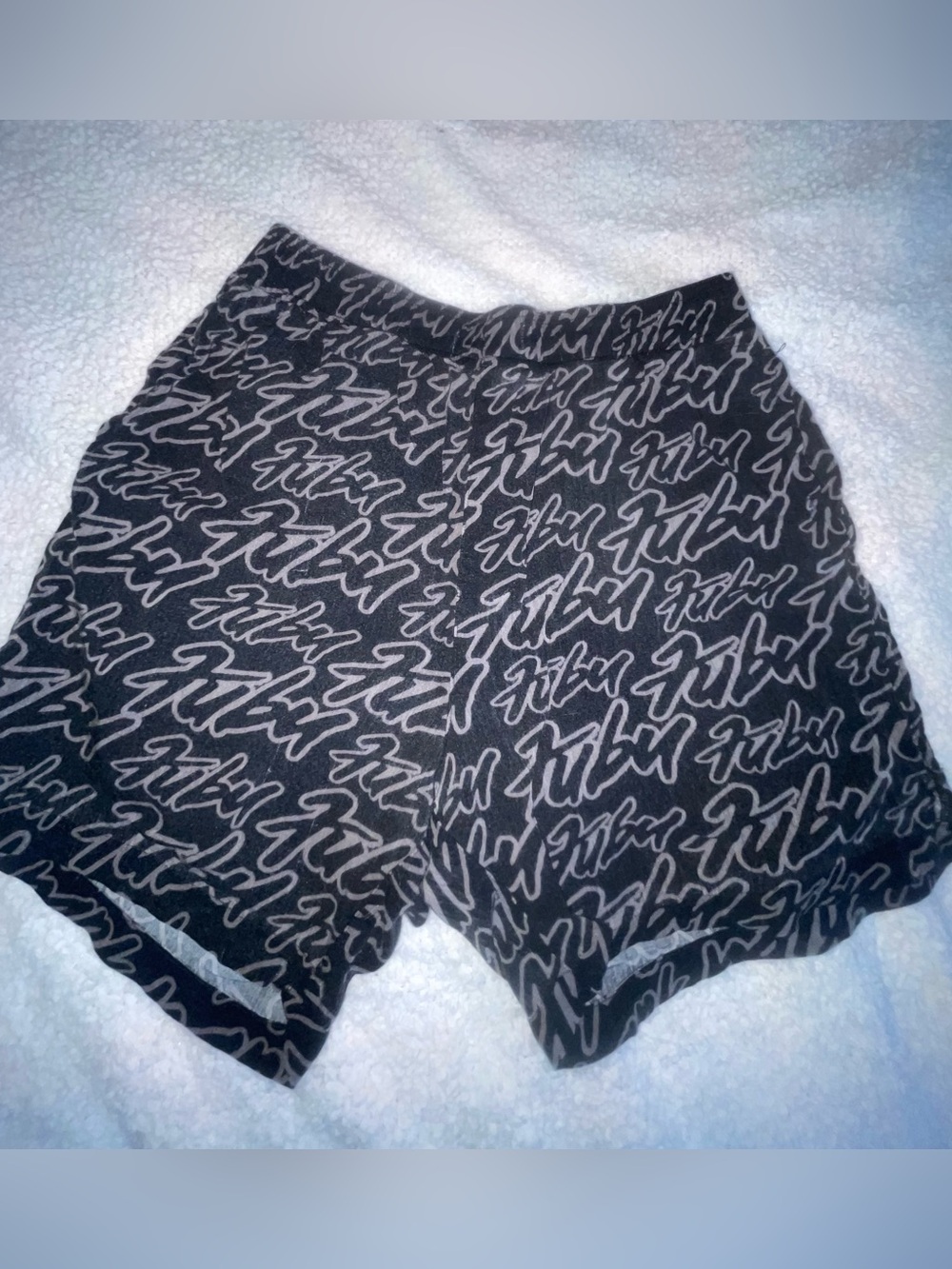 Forever 21 Black Shorts with Gray Script Print
